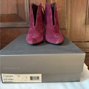 Vince Camuto Women's Suede Ankle Booties in Dark Garnet